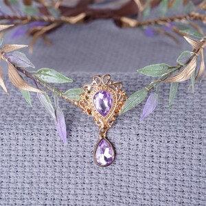 Fairy Crown Elf Tiara Gold Purple Leaf Wood Crown Girl Elven Headpiece Fairy Costume Circlet Woodland Faire Diadem Boho Wedding Headband image 6