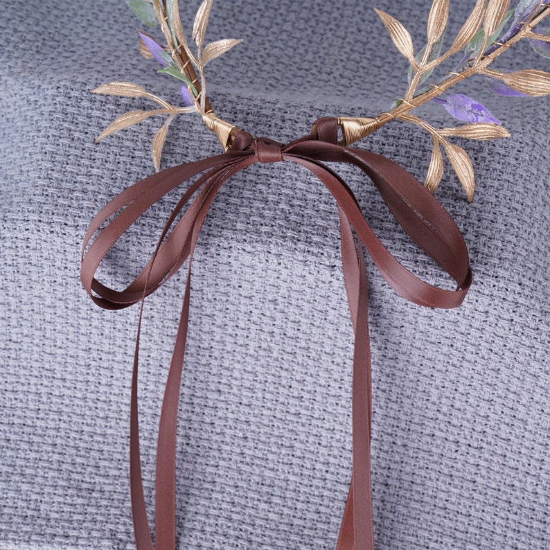 Fairy Crown Elf Tiara Gold Purple Leaf Wood Crown Girl Elven Headpiece Fairy Costume Circlet Woodland Faire Diadem Boho Wedding Headband image 7