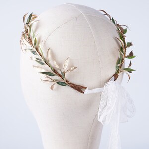 Fairy Crown Elf Tiara goud groen blad kroon meisje Elven zendspoel Fairy kostuum Circlet Woodland Faire diadeem bruiloft Boho bruiloft hoofdband afbeelding 6