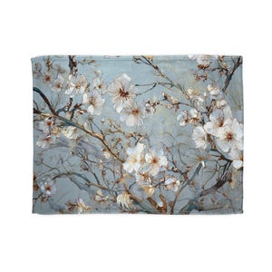 Blossom Branches Blanket | Floral Blue Spring Throw