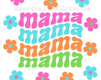 Retro Mama PNG: Bright Floral Sublimation Design (Digital Download)