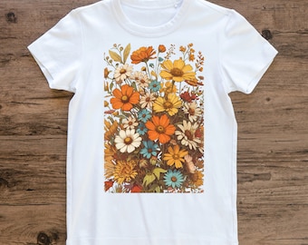 Retro, vintage flowers PNG downloadable file, retro t shirt design