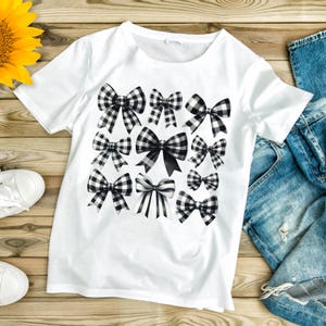 Black Chequered Bow Dark Coquette PNG, black and white bows png,