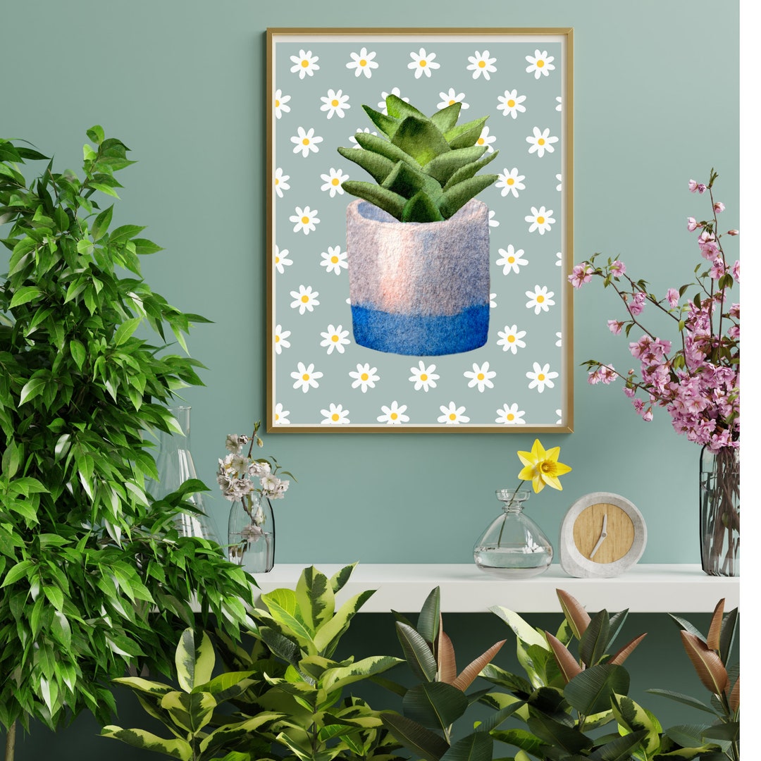 Succulent Plant Digital Wall Art Print, Boho Plant Wall Art, House ...
