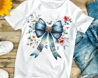 Coquette Bow Floral PNG: Vintage Chinoiserie (Digital Download)