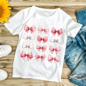 Pink Gingham Coquette Bows PNG Digital Download for T-Shirts, Mugs & Wall Art - Cute Craft Design