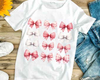Lazos coquetos de cuadros rosas PNG, diseño artesanal (descarga digital)