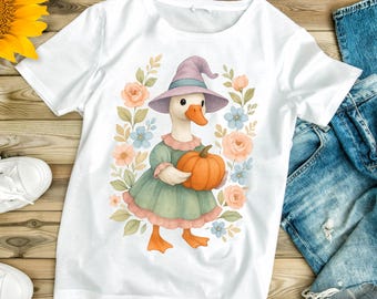 Silly Goose Witch PNG: Halloween Goose & Pumpkin (Digital Download