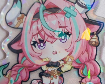 Acrylic Holo Varesa Keychain Keyring Anime Genshin Kawaii Pendant Accessories Cute Bag Pendant Key Ring Jewelry Chibi Charm