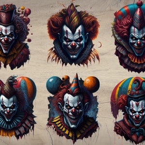 12 Scary killer clown sublimation bundle png, Background free, printable, Instant Download PNGs, clipart set image 1