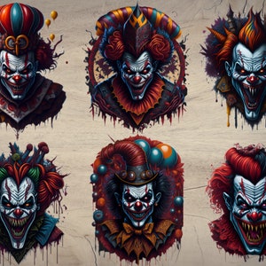 12 Scary killer clown sublimation bundle png, Background free, printable, Instant Download PNGs, clipart set image 2