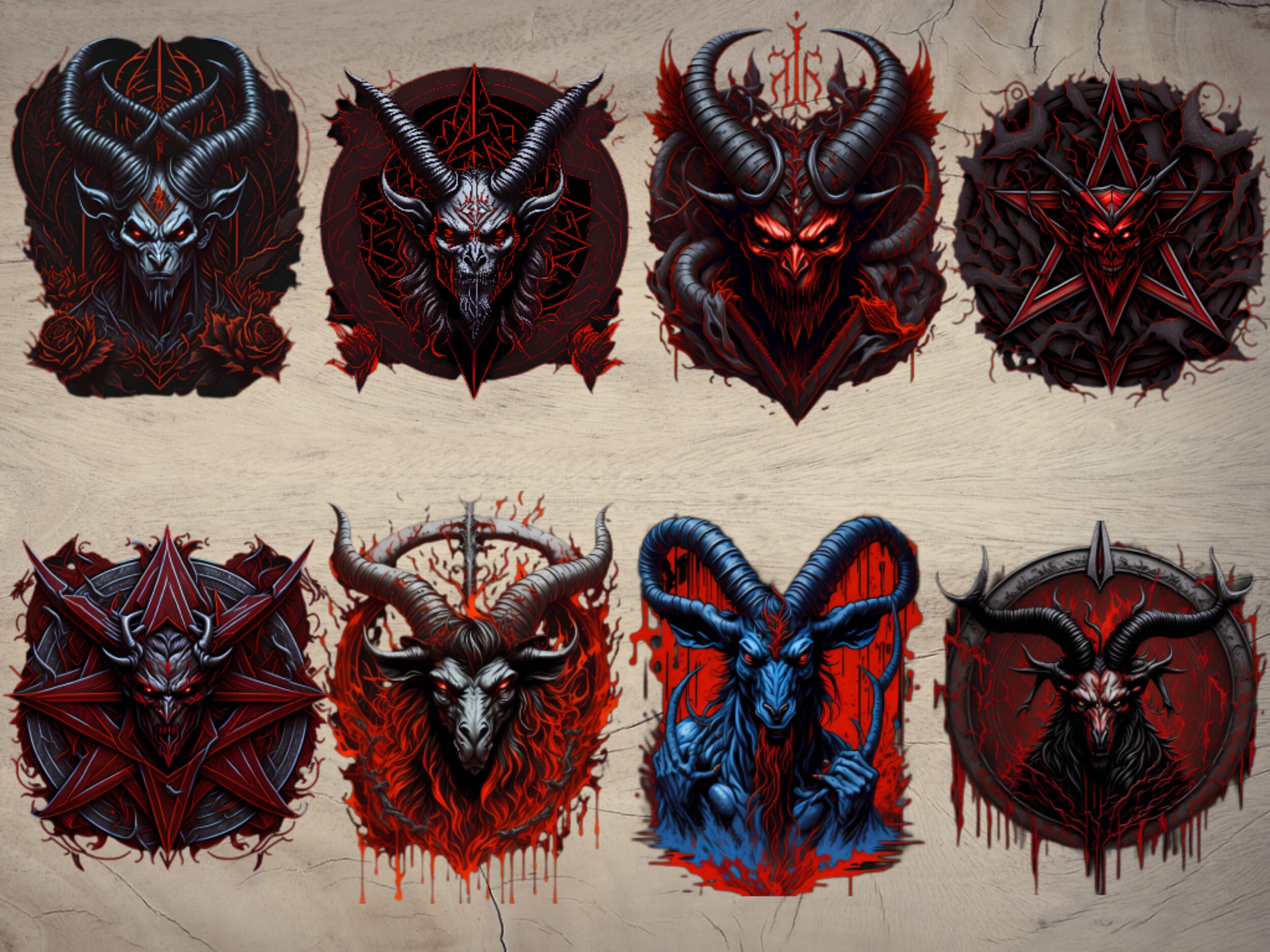 8 Satanic Demon Gothic Sublimation Bundle Png, Background Free, Devil ...