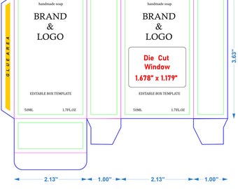Plantilla de caja de jabón: embalaje personalizable, archivos PDF e IA