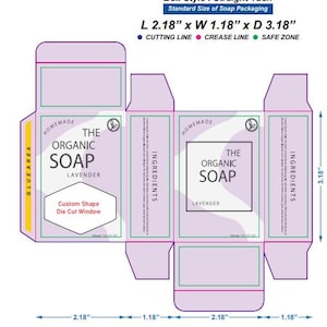 Soap Box SVG, Soap Box Template, Soap Packaging Template, Canva, PDF, Adobe illustrator, 5 Different Window Die-cuts, Ready to print Files