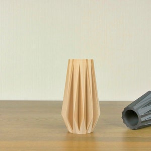 KAMI Origami Vase - Natural Wood 2 - wooden vase for dried flowers