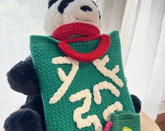 Mahjong Pattern Handmade Bag and Earphone Case, Mother-and-Child Crochet Bag + Earphone Case