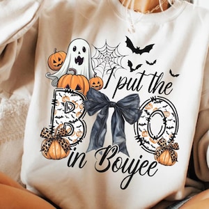 I Put The Boo in Boujee png, Preppy Halloween png, Retro Halloween Shirt, Coquette Halloween, Retro Spooky Season png, Spooky Vibes png