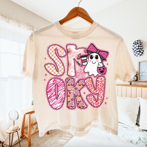 Preppy Lace Spooky png, Coquette Halloween png, Spooky Season png, Boo Ghost png, Pink Halloween, Retro Halloween Sublimation png