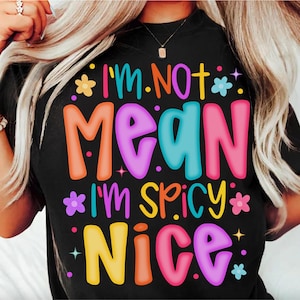 I'm Not Mean, I'm Spicy Nice png, Funny Neon png, Funny Retro png, Sarcasm png, Trendy png, Neon Sublimation png, Sarcasm is How I Roll png