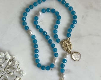 Our Lady of Guadalupe Rosary - Teal and Gold