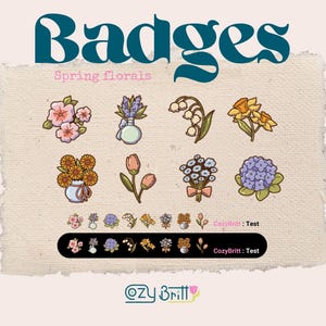 Spring Floral Twitch Badges • Cute Flower Sub Badges • Streaming Badge Pack • Pastel Garden Badge Set for Streamers • Cozy Stream Overlay