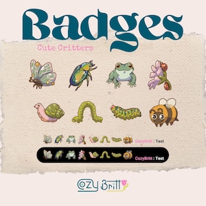 Cute Critter Twitch Badges – Cozy Bug, Frog & Insect Sub Badges for Streamers | Cute Woodland Emotes for Twitch, YouTube, Discord