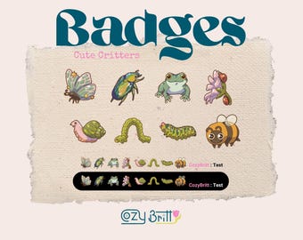 Cute Critter Twitch Badges – Cozy Bug, Frog & Insect Sub Badges for Streamers | Cute Woodland Emotes for Twitch, YouTube, Discord