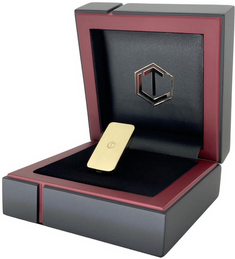 18K Gold Domino in Solid 750 Gold Back Side in Black Case - Dominostein aus 18 Karat Gold Rückseitenansicht im schwarzen Etui.