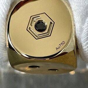 Cubo in oro 18 carati con 21 diamanti neri, massiccio, 54 g, 16 mm, 1,26 ct – Oggetto da collezione realizzato a mano, punzonato e con certificato. immagine 18