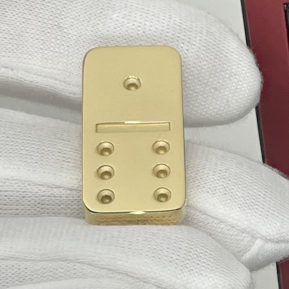 Dominostein aus 18 Karat Gold, massiv, Länge 29 mm, 25 g, poliert, Sammler-, Designer-, Luxusdomino, spielbarer Domino Goldbarren