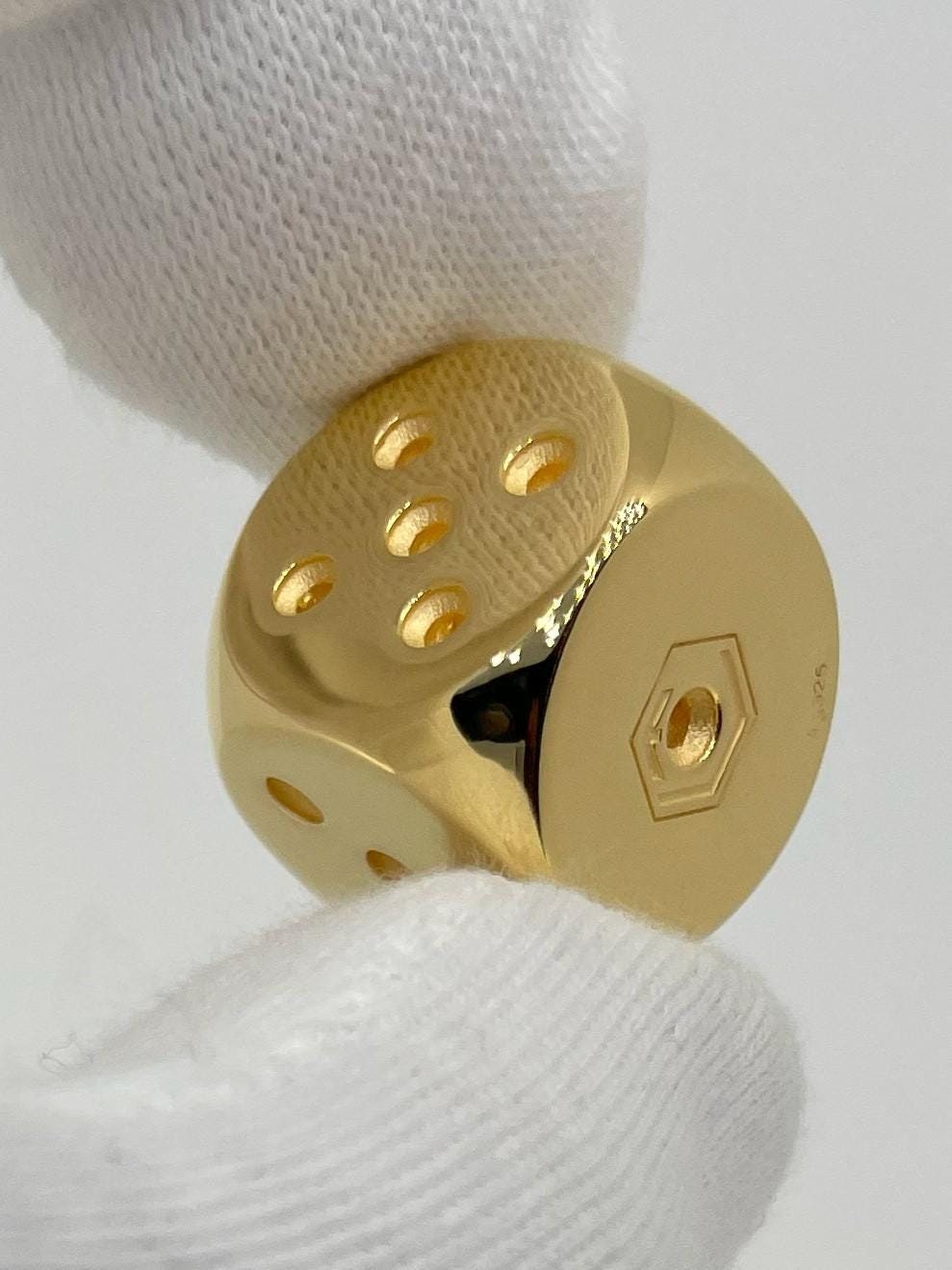 Cube made of 925 sterling silver, 18 carat gold-plated, solid, polished, 16 mm, 36 grams, collector's cube, precious metal cube, golden cube