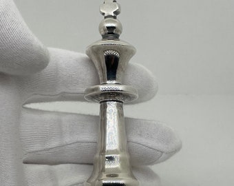 Chess piece king made of 925 sterling silver, solid, 9.5 cm high, 210 g, in retro style, playable collector&#39;s, designer, precious metal chess piece