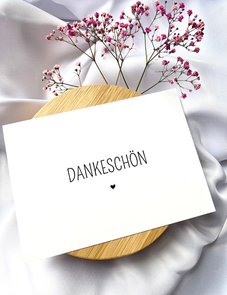 Dankeskarte Dankeschön Postkarte minimalistische kleine Karte A6 Herz Love Liebe Dankeschön Geschenk Umschlag weiße Rückseite Bild 5