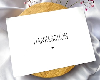 Dankeskarte Dankeschön | Postkarte - minimalistische kleine Karte A6 Herz Love Liebe Dankeschön Geschenk Umschlag weiße Rückseite