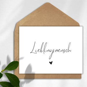 Postkarte Lieblingsmensch || Karte zum Verschicken, Verschenken oder als Deko | minimalistische Karte A6 wahlweise mit Umschlag