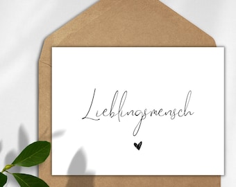 Postkarte Lieblingsmensch || Karte zum Verschicken, Verschenken oder als Deko | minimalistische Karte A6 wahlweise mit Umschlag