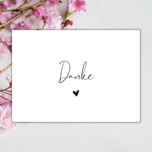 Dankeskarten im Set 10 / 25 Stück | Postkarte DANKE - minimalistische Karte A6 Herz Love Liebe Dankeschön Geschenk weiße Rückseite