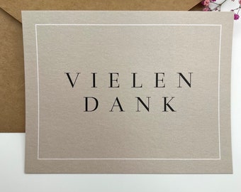 Dankeskarte Vielen Dank auf Perlglanzpapier | Postkarte - minimalistische kleine Karte Dankeschön (weiße Rückseite zum Beschreiben)