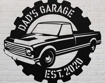 Custom Chevy Metal Car Sign, Metal Garage Sign, Car Name Sign, Garage Decor, Business Sign, Car Wall Art, Fathers Day Gift