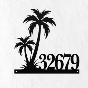 Personalized Palm Tree Address Sign, Metal House Number Sign, Address Number Signs, Address Plaque, Front Porch Sign, Beach House Decor