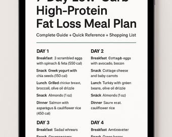 Lose Weight with Low Carb – Printable Meal Plan & Digital Diet Guide