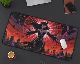 Demon Queen Summoning Circle Rune Dark Fantasy Anime Desk Mat | Gothic Gaming Mouse Pad XL | Deskmat MTG TCG Playmat | Goth Gift