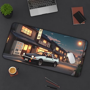Initial D AE86-bureaumat - Japanse Night Street Gaming-muismat XL