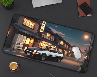 Toyota Ae86 Trueno Night Street Racing Anime Desk Mat | Jdm Car Gaming Mouse Pad Xl | Deskmat Mtg Tcg Playmat | Car Guy Gift