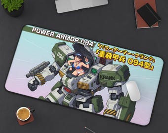 Retro Pilot Power Armor Mecha Anime Desk Mat | Sci-Fi Gaming Mouse Pad XL | Mecha TCG Playmat Deskmat | Gamer Gift
