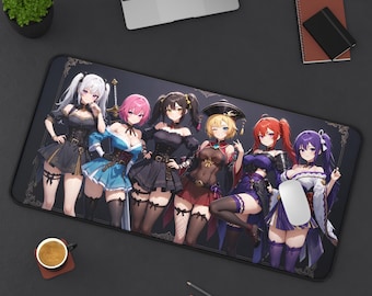 Pirate Anime Girls Group Desk Mat | Sexy Waifu Gaming Mouse Pad XL | Anime Girl Deskmat Playmat | Large Mousepad