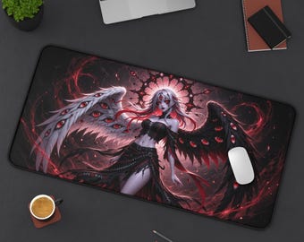 Fallen Angel Many Eyes Eldritch Wings Dark Fantasy Anime Desk Mat | Gothic Gaming Mouse Pad XL | Deskmat Mtg Tcg Playmat | Goth Gift