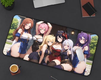 Anime Maid Ensemble Desk Mat | Sexy Waifu Gaming Mouse Pad XL | Anime Girl Deskmat Playmat | Large Mousepad