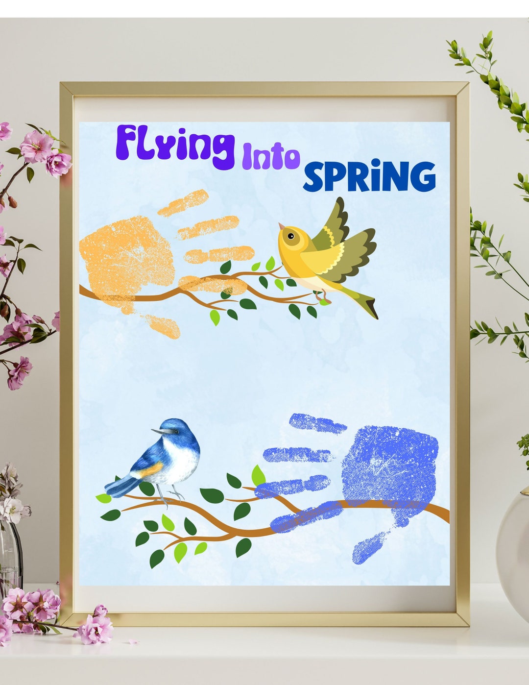 Spring Fingerprint Spring Handprint Art Template|preschool Spring Art| Easy Spring Craft ...