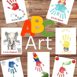 Alphabet Handprint Art Template|Preschool ABC Art| Easy ABC Craft|ABC Fingerprint craft| Alphabet Crafts| Abc lessons